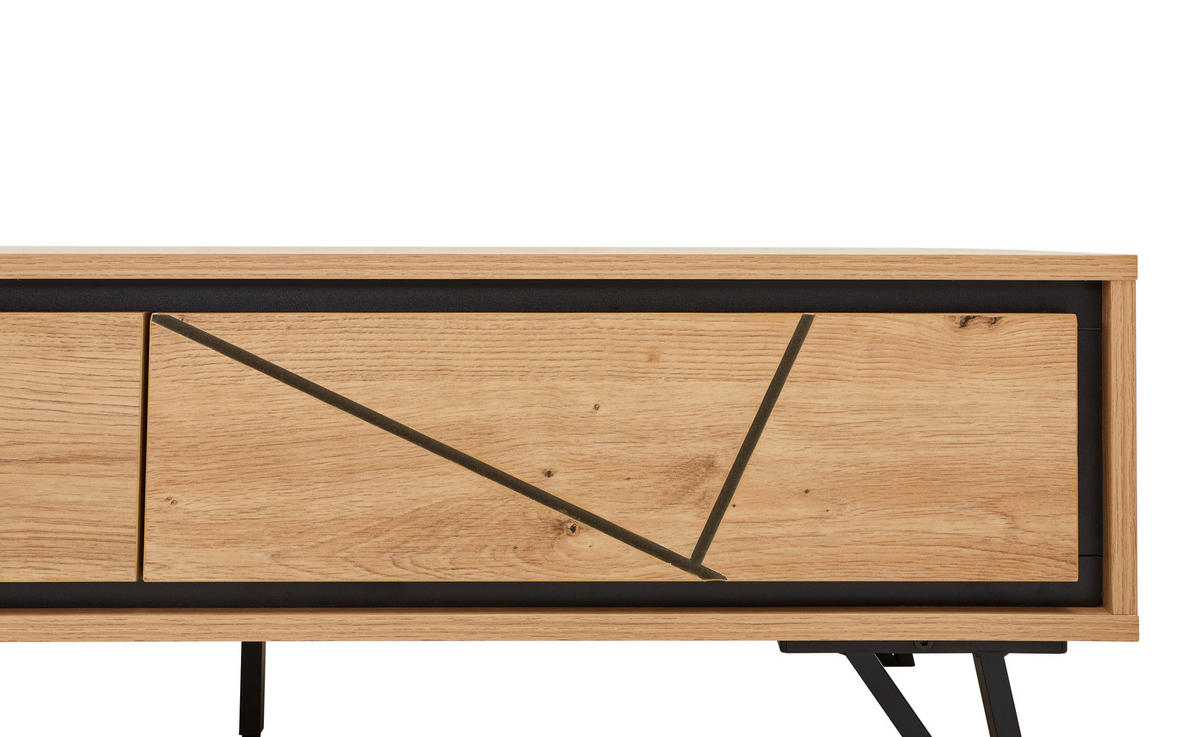 COUCHTISCH rechteckig Schwarz, Eichefarben  - Eichefarben/Schwarz, LIFESTYLE, Holzwerkstoff/Metall (120/60/38cm) - MID.YOU