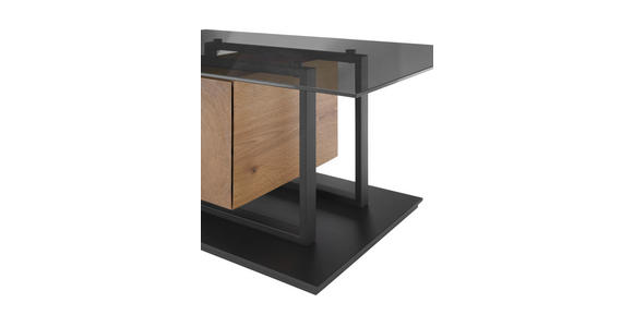 COUCHTISCH Eiche furniert Sicherheitsglas 110/70/45 cm rechteckig Schwarz, Eichefarben - Eichefarben/Schwarz, Design, Glas/Holz (110/70/45cm) - Novel