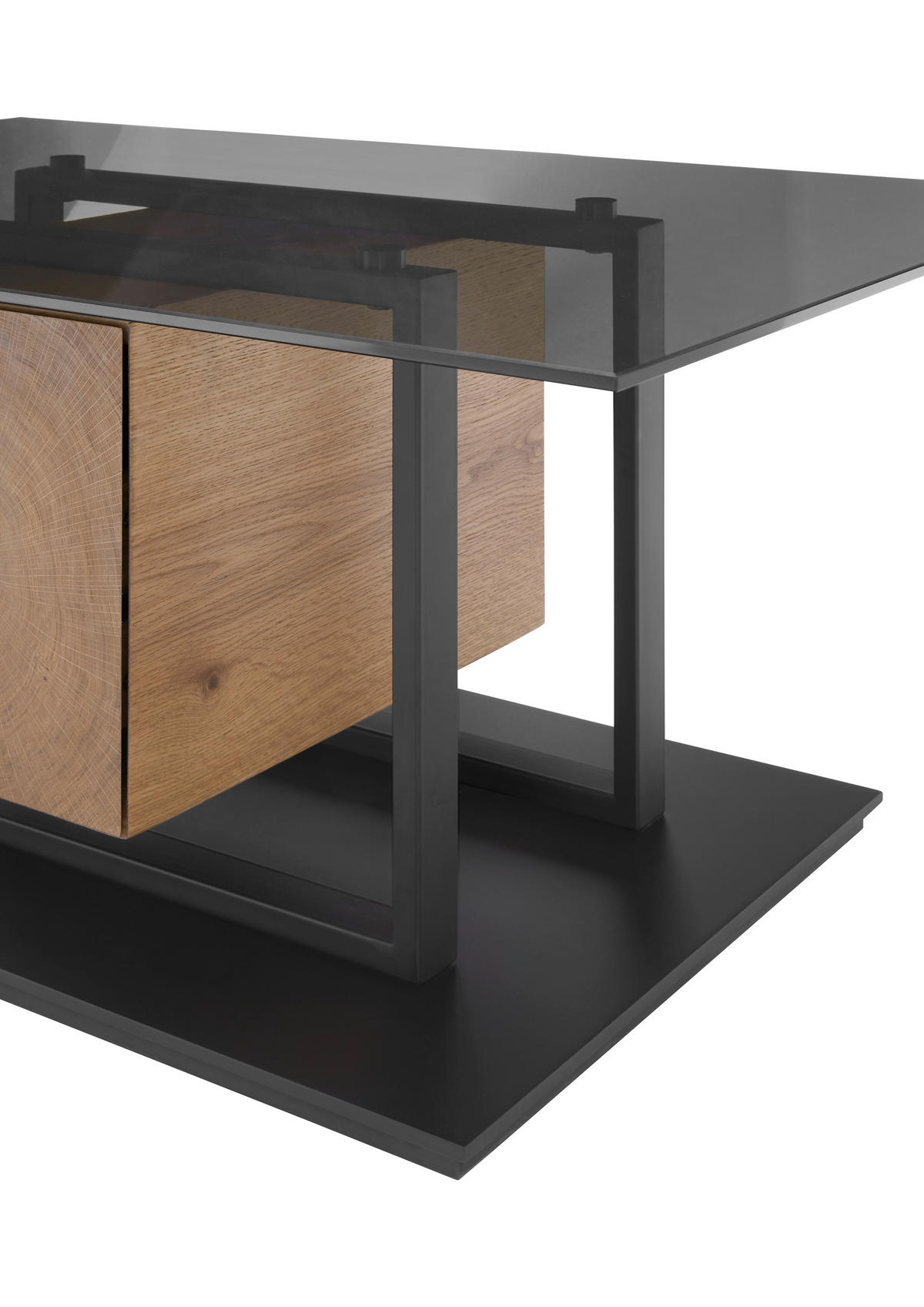 COUCHTISCH in Holz, Glas, Holzwerkstoff 110/70/45 cm  - Eichefarben/Schwarz, Design, Glas/Holz (110/70/45cm) - Novel