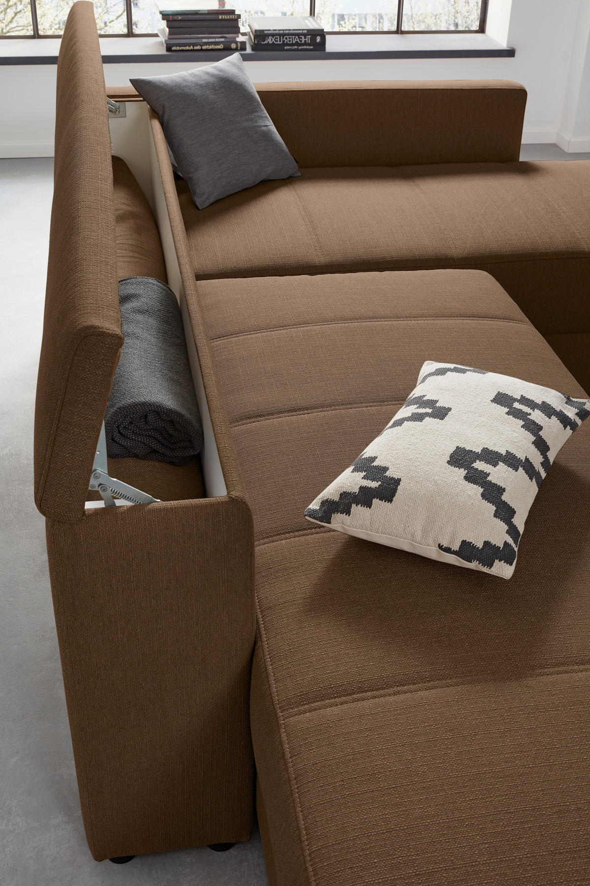 ECKSOFA in Webstoff Dunkelbraun  229/287 cm  - Dunkelbraun/Schwarz, Design, Kunststoff/Textil (229/287cm) - LOOKS by W.Joop