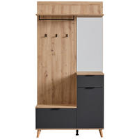 GARDEROBE  in 100/202/40 cm  - Graphitfarben/Eiche Artisan, Design, Glas/Holzwerkstoff (100/202/40cm) - home24