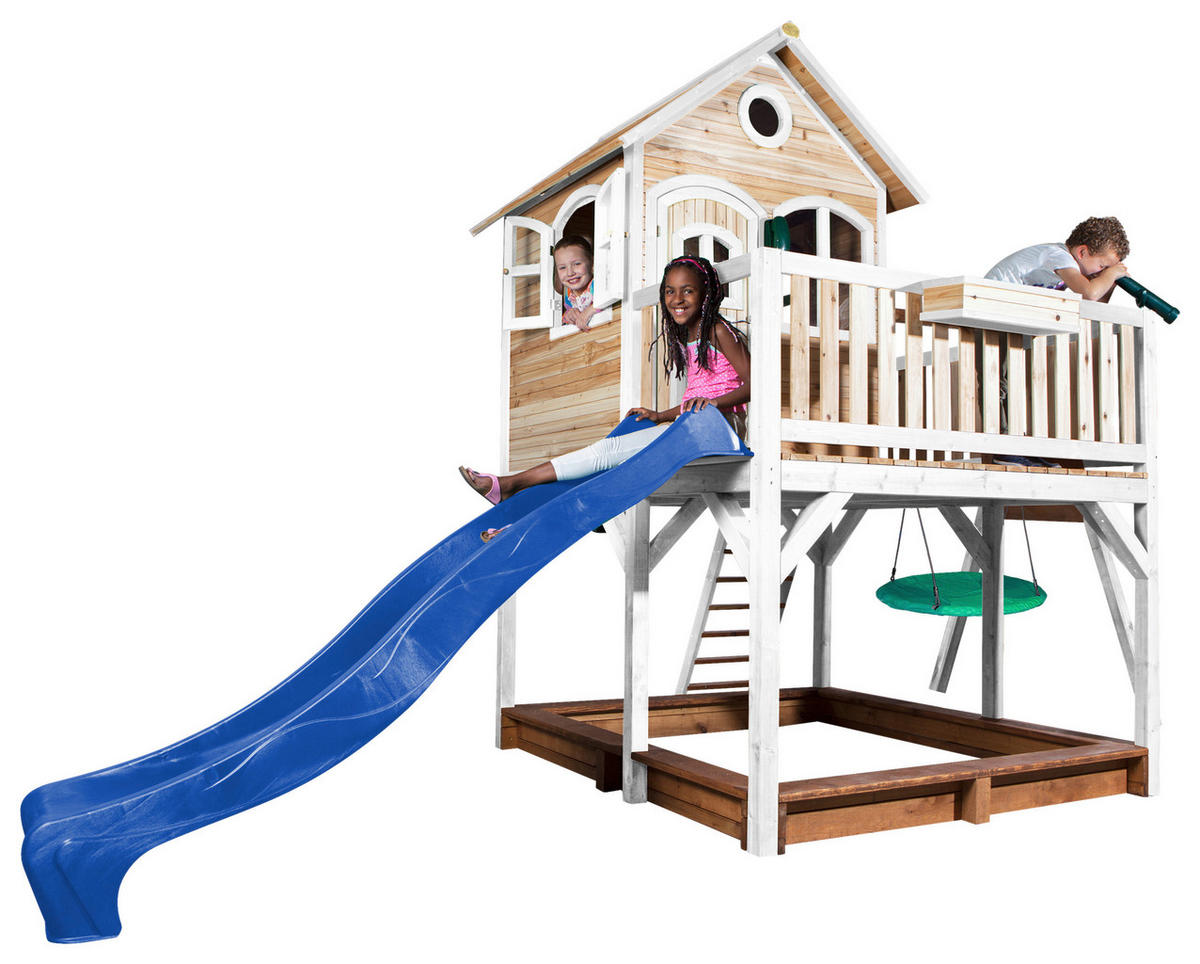 SPIELTURM 613/291/277 cm  - Blau/Braun, KONVENTIONELL, Holz (613/291/277cm) - Ambia Garden