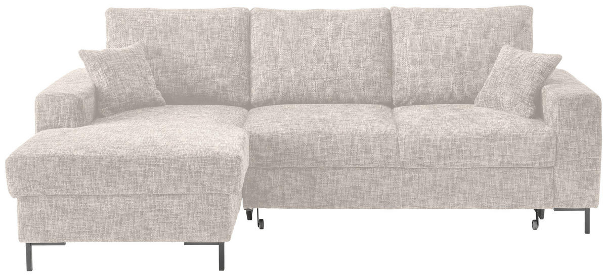 ECKSCHLAFSOFA Struktur Creme  - Creme/Schwarz, Konventionell, Textil/Metall (143/237cm) - Livetastic