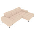 ECKSOFA Beige Flachgewebe Sitztiefenverstellung, Kopfteilverstellung, Rücken echt  - Beige/Schwarz, KONVENTIONELL, Kunststoff/Textil (273/171cm) - Carryhome