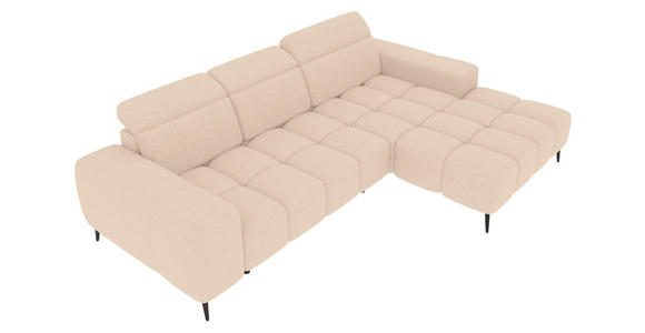 ECKSOFA Beige Flachgewebe Sitztiefenverstellung, Kopfteilverstellung, Rücken echt  - Beige/Schwarz, KONVENTIONELL, Kunststoff/Textil (273/171cm) - Carryhome