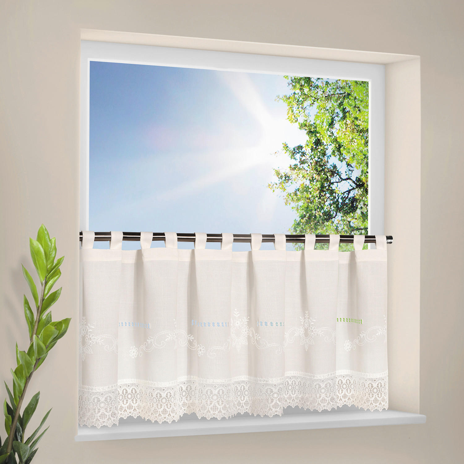 KURZGARDINE   150/45 cm   - Perlmutt, KONVENTIONELL, Textil (150/45cm)