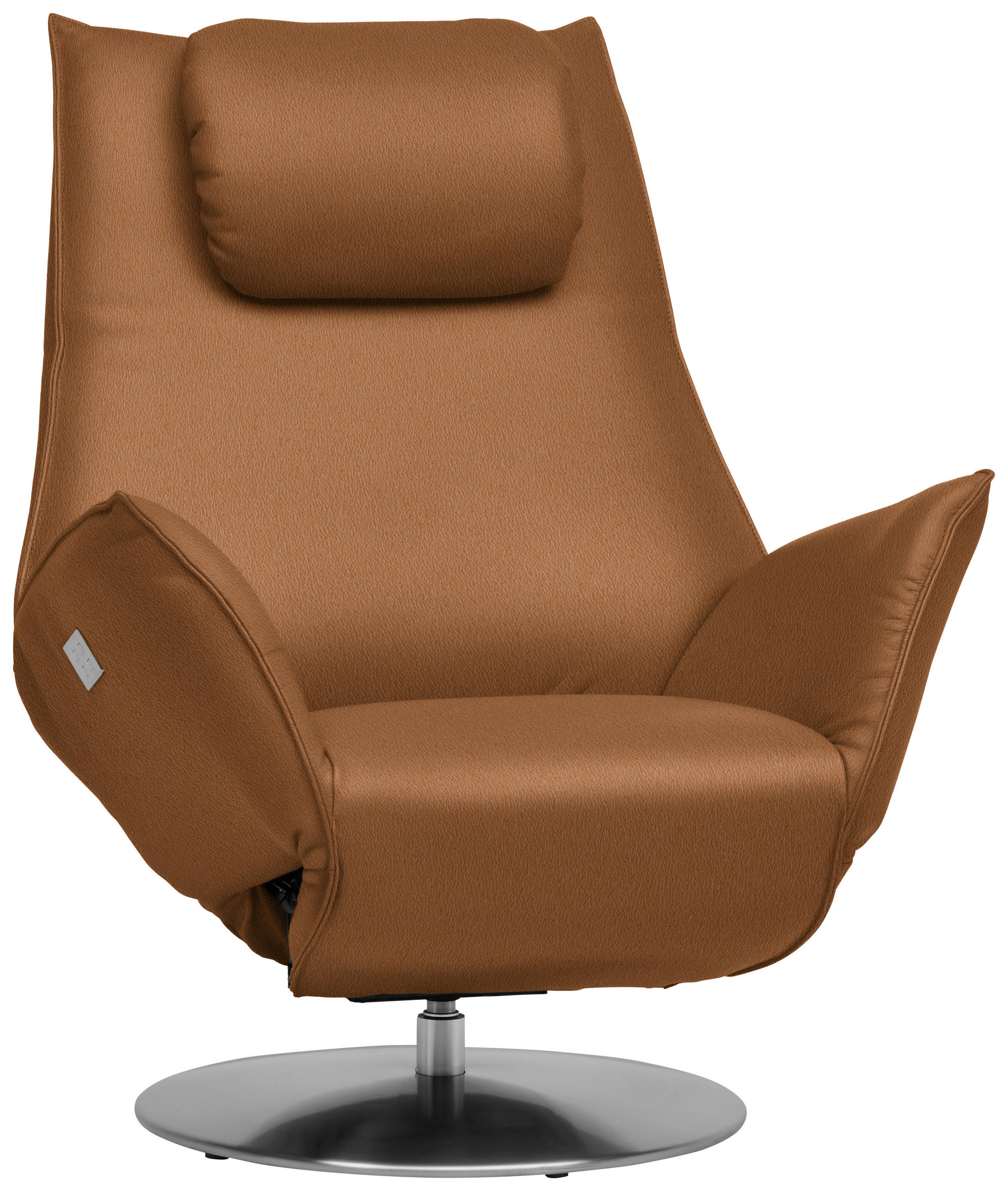 RELAXSESSEL Leder Cognac  - Edelstahlfarben/Cognac, Design, Leder/Metall (92/79/90cm) - Koinor