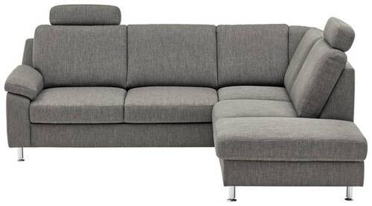 ECKSOFA in Webstoff Dunkelgrau  - Dunkelgrau/Alufarben, Konventionell, Textil/Metall (241/200cm) - Beldomo System