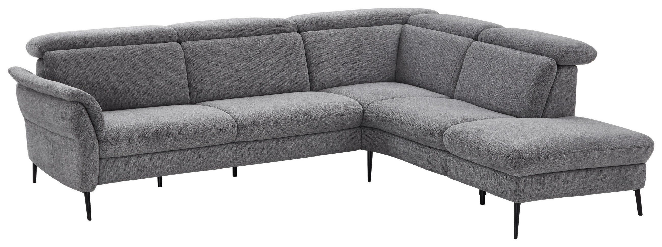 ECKSOFA Grau Struktur  - Schwarz/Grau, MODERN, Textil/Metall (275/235cm) - Cantus