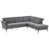 ECKSOFA in Struktur Grau  - Schwarz/Grau, Modern, Textil/Metall (275/235cm) - Cantus