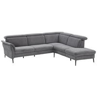 ECKSOFA in Struktur Grau  - Schwarz/Grau, Modern, Textil/Metall (275/235cm) - Cantus