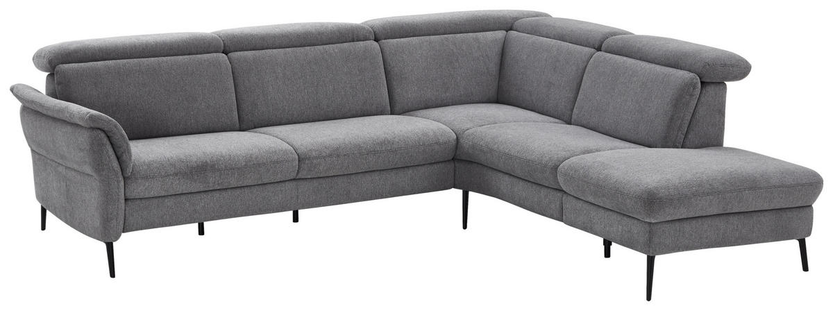 ECKSOFA in Struktur Grau  - Schwarz/Grau, Modern, Textil/Metall (275/235cm) - Cantus