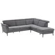 ECKSOFA Grau Struktur  - Schwarz/Grau, MODERN, Textil/Metall (275/235cm) - Cantus