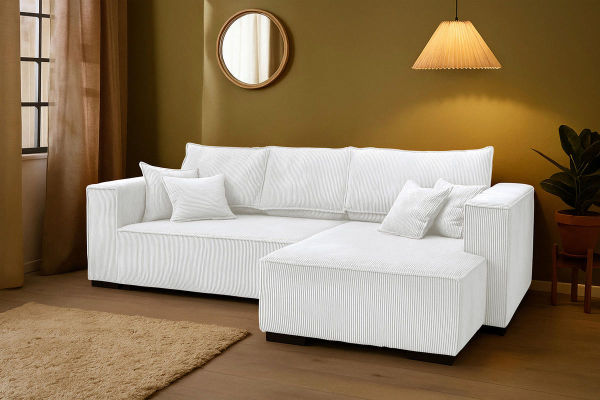 ECKSOFA  in Cord Perlmutt  - Perlmutt/Braun, KONVENTIONELL, Holz/Textil (293/160cm) - Carryhome
