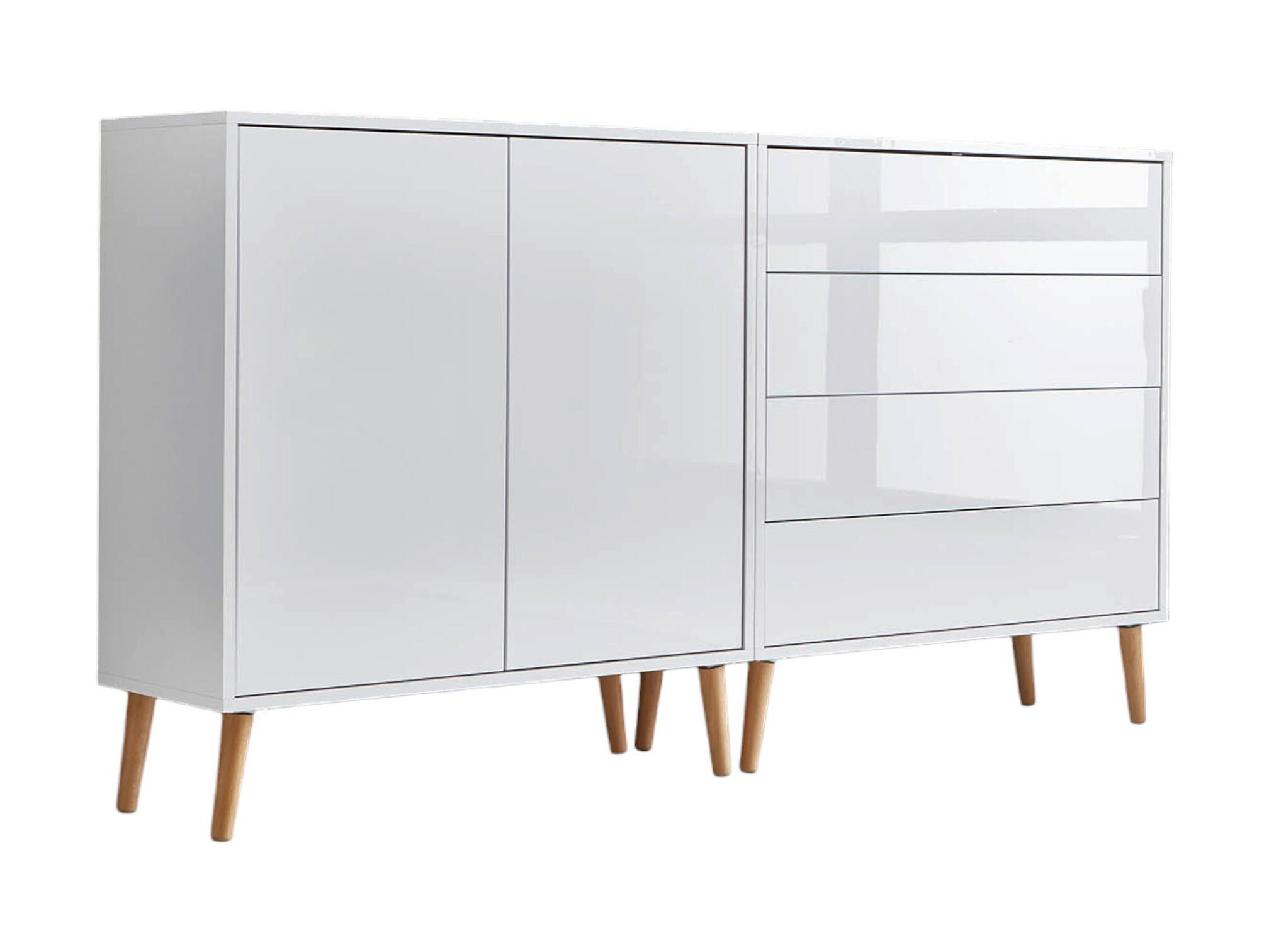 SIDEBOARD Mailand Set 3 + HF  in 158/86/33 cm  - Weiß Hochglanz/Weiß, MODERN, Holz/Holzwerkstoff (158/86/33cm) - MID.YOU