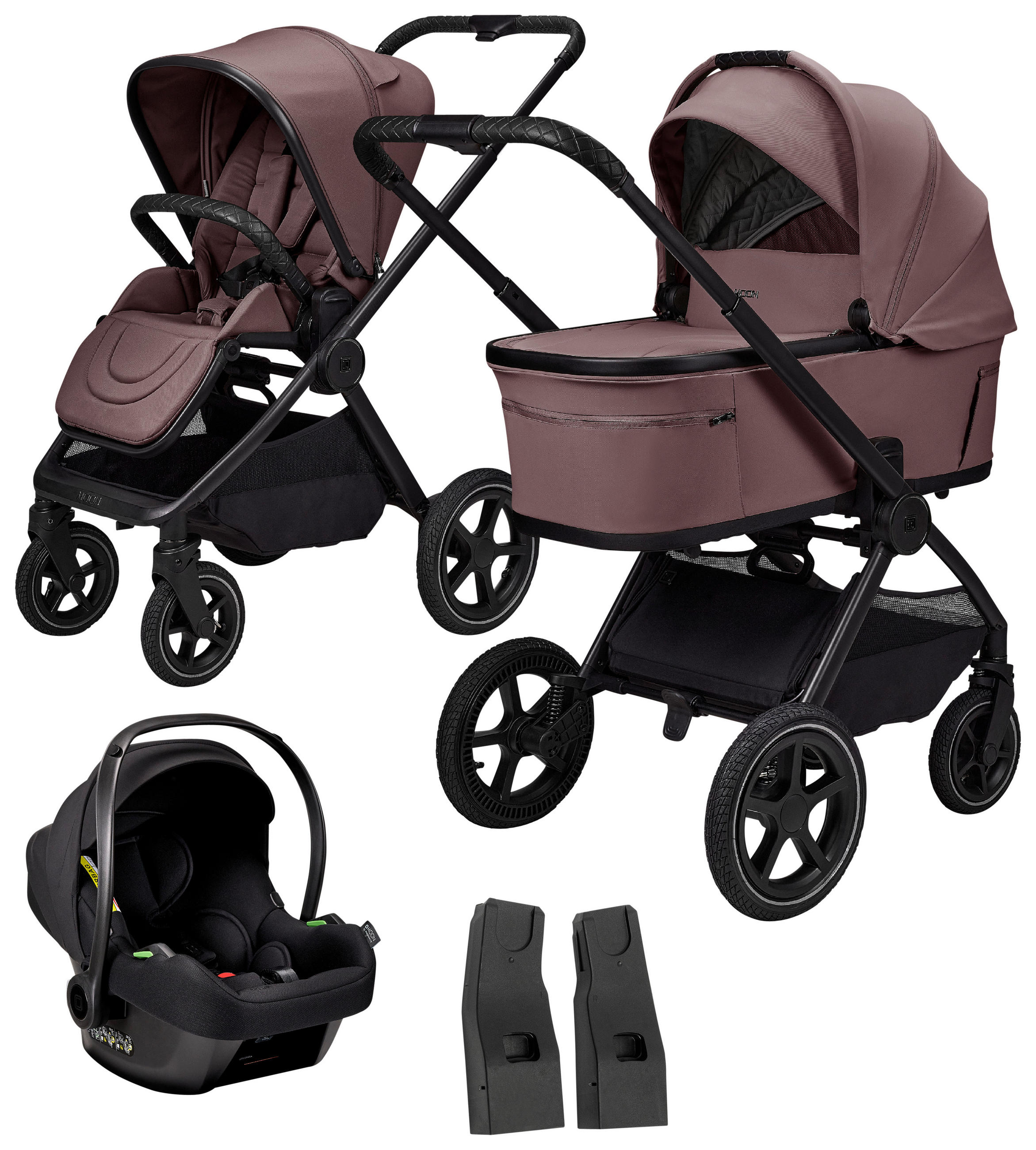 KINDERWAGENSET  GIO FOLD SET AIR  tonka  - Schwarz/Mokka, Basics, Textil/Metall (120/58/92cm) - Moon Edition