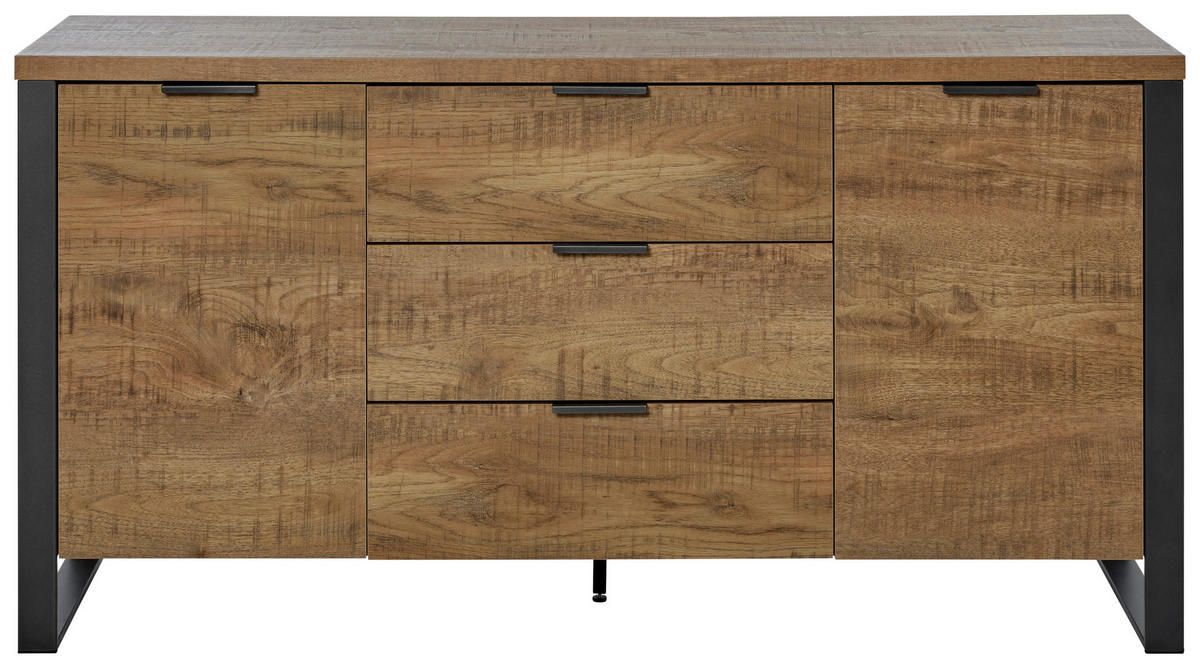 SIDEBOARD 150/76,2/39,5 cm  in Eichefarben  - Eichefarben/Anthrazit, Modern, Holzwerkstoff/Metall (150/76,2/39,5cm) - MID.YOU