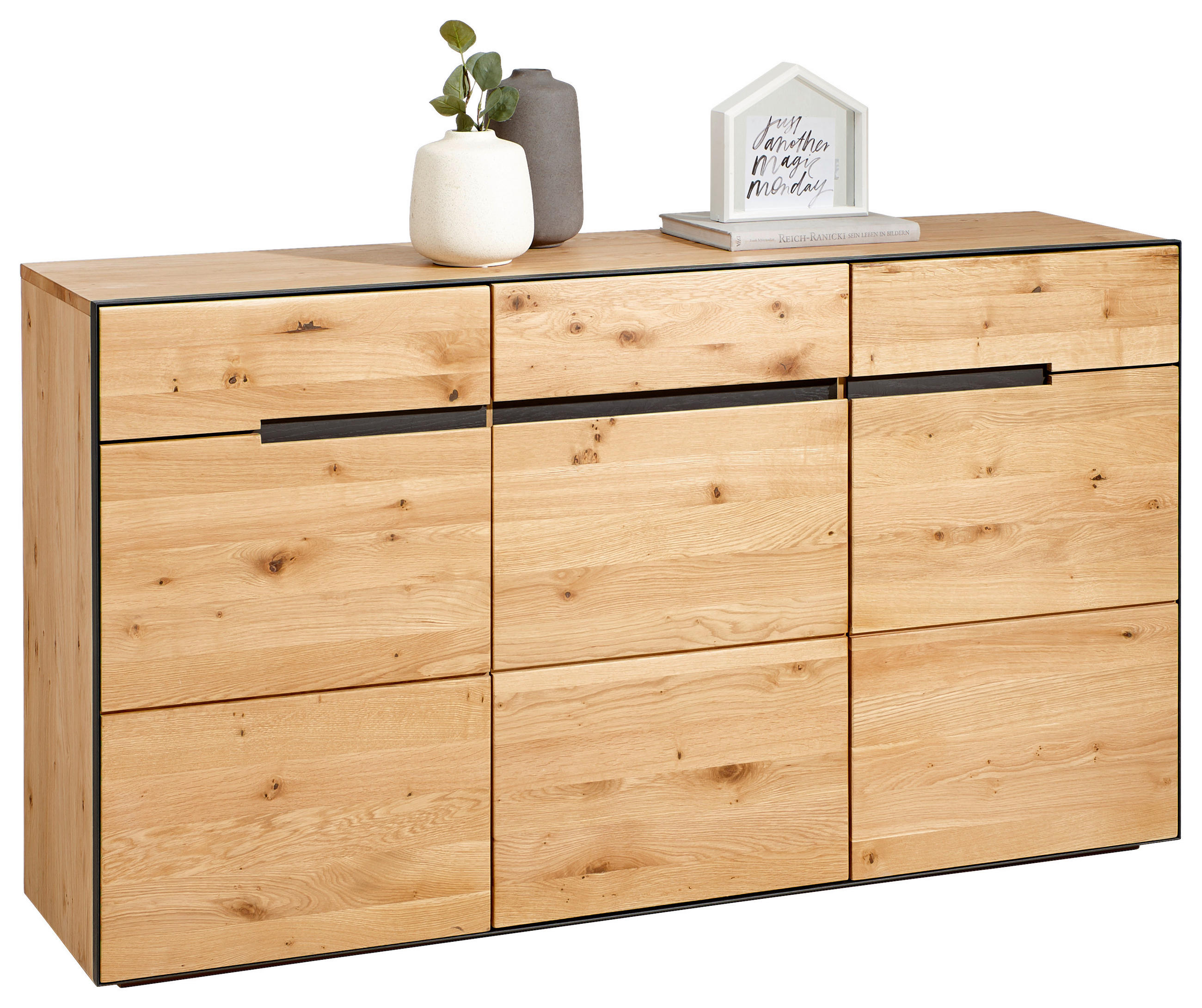 SIDEBOARD  in 152/84/38 cm  - Eichefarben/Anthrazit, KONVENTIONELL, Holz/Holzwerkstoff (152/84/38cm) - Linea Natura