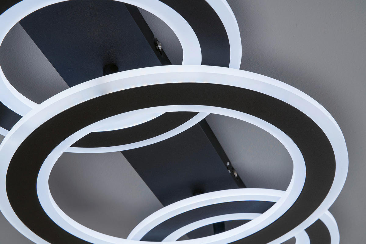LED-DECKENLEUCHTE Circle 76,5/36/8 cm   - Schwarz/Weiß, Design, Metall (76,5/36/8cm) - Fischer & Honsel