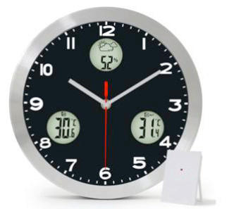 WANDUHR Schwarz  - Schwarz, Basics, Metall (30cm)