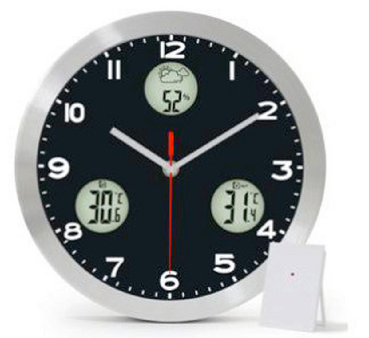 WANDUHR Schwarz  - Schwarz, Basics, Metall (30cm)