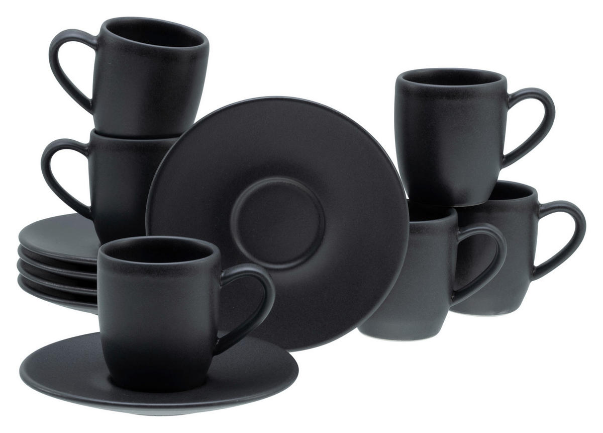 TASSENSET Soft Touch Black 12-teilig  - Basics, Keramik (18/14/23cm) - Creatable