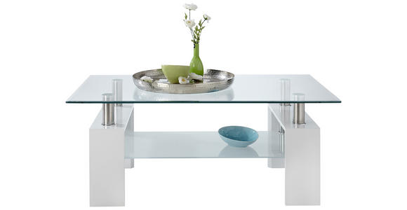 COUCHTISCH rechteckig Weiß Hochglanz 100/60/45 cm  - Weiß Hochglanz, Design, Glas/Holzwerkstoff (100/60/45cm) - Carryhome