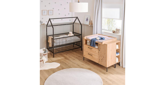 GITTERBETT EMMA 144/75/161 cm - Schwarz, Trend, Holz (144/75/161cm) - My Baby Lou