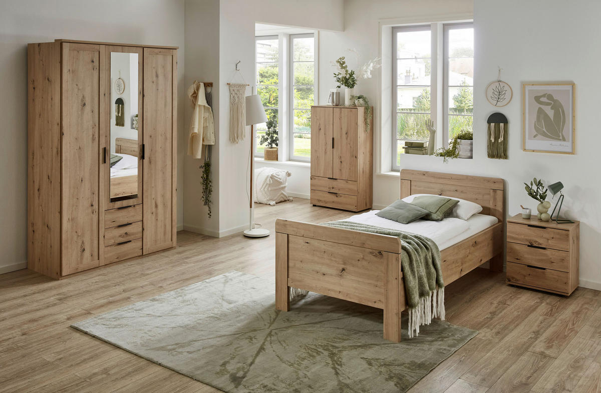 BETT 90/200 cm  in Eiche Artisan  - Eiche Artisan, KONVENTIONELL (90/200cm) - MID.YOU