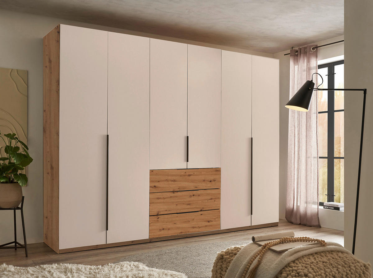 DREHTÜRENSCHRANK 300/225,5/60 cm,  in Kaschmir, Eiche Artisan, 6-türig  - Kaschmir/Schwarz, MODERN, Holzwerkstoff/Kunststoff (300/225,5/60cm) - MID.YOU