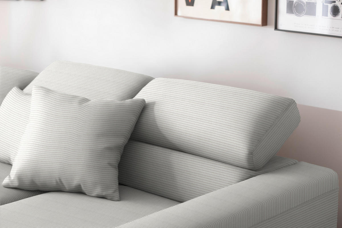 ECKSOFA  in Cord Greige  293/215-217 cm  - Greige/Schwarz, Design, Textil/Metall (293/215-217cm) - Schöner Wohnen