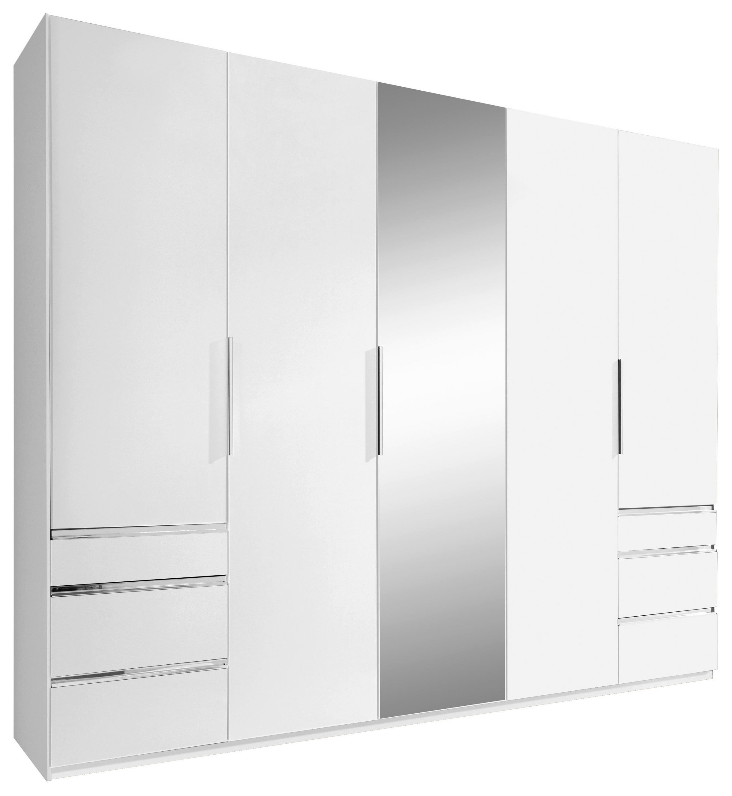 DREHTÜRENSCHRANK 250/216/58 cm 5-türig Silberfarben, Weiß  - Chromfarben/Silberfarben, MODERN, Glas/Holzwerkstoff (250/216/58cm) - MID.YOU
