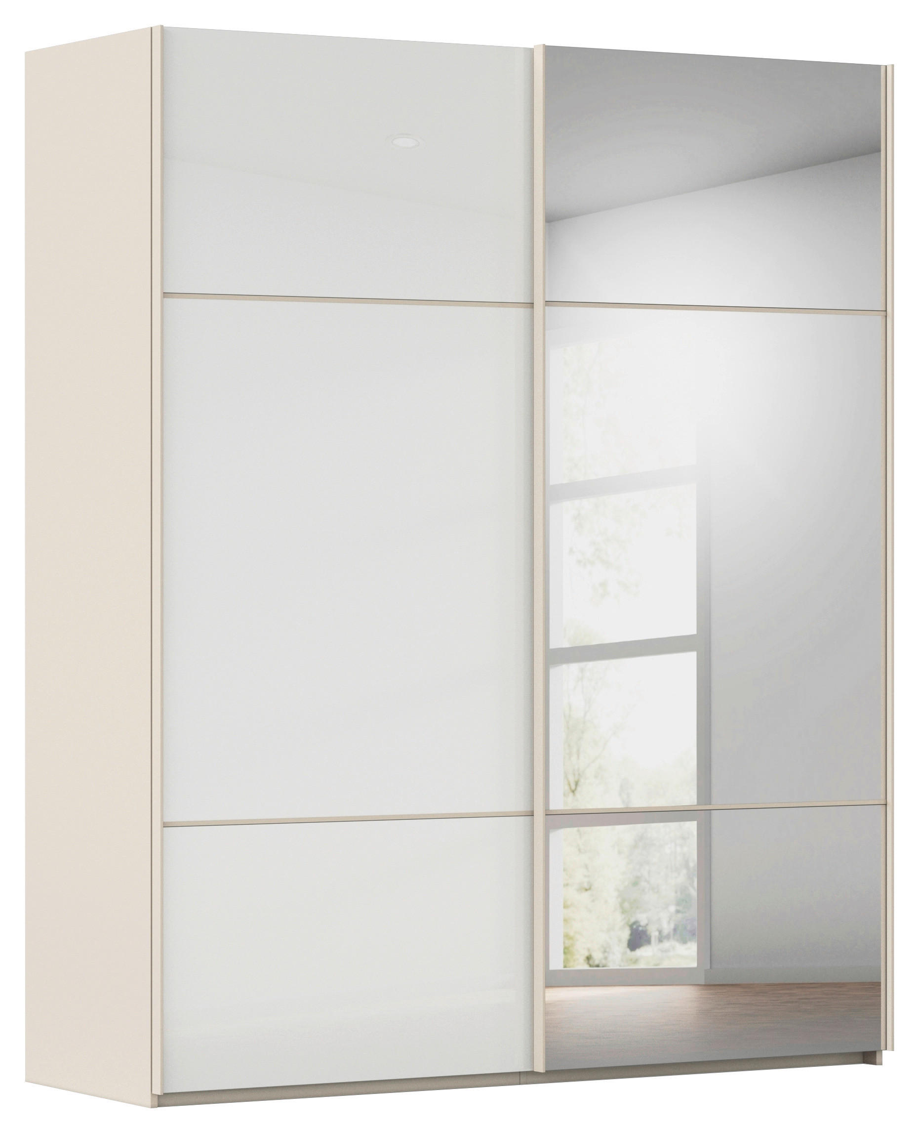 SCHWEBETÜRENSCHRANK in Weiss, Champagner  - Weiss/Champagner, Konventionell, Glas/Holzwerkstoff (201/223/68cm) - Novel