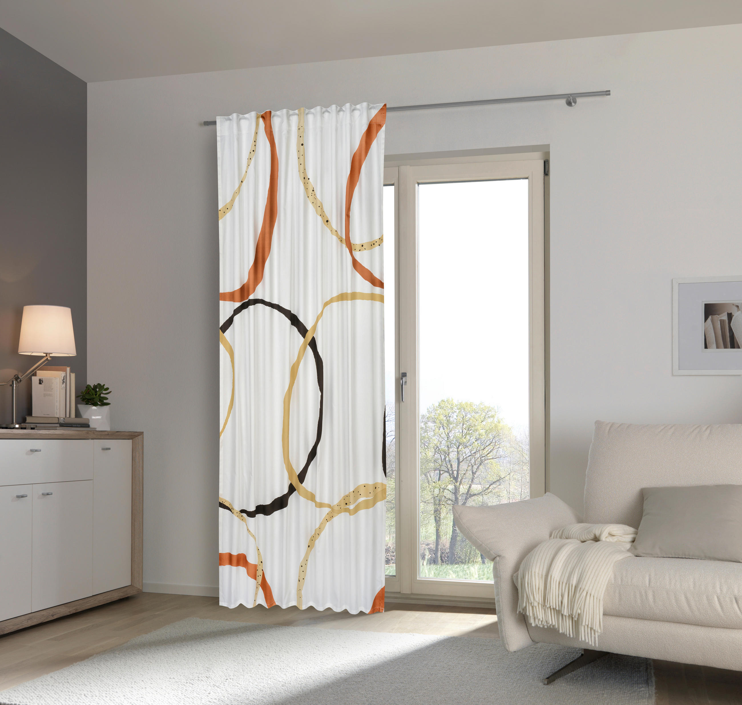 GARDINLÄNGD ej transparent  - vit/brun, Trend, textil (135/255cm) - Esposa