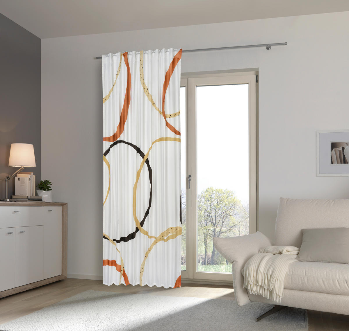 HOTOVÝ ZÁVES, nepriehľadné, 135/255 cm - hnedá/biela, Trend, textil (135/255cm) - Esposa