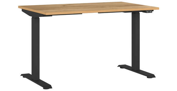 SCHREIBTISCH 120/80/72-118 cm  in Eichefarben, Schwarz  - Eichefarben/Schwarz, MODERN, Holzwerkstoff/Metall (120/80/72-118cm) - Novel