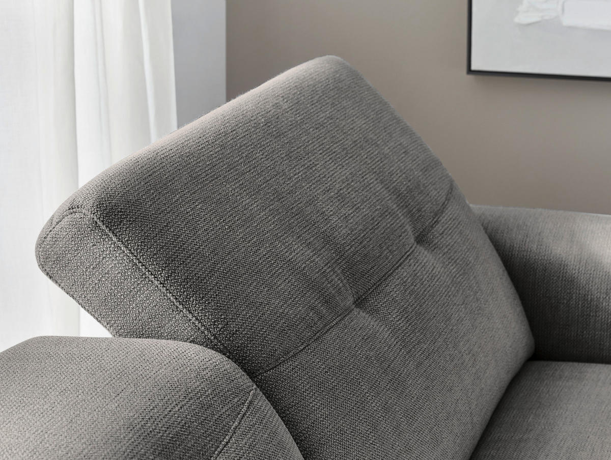 ECKSOFA in Struktur Dunkelgrau  - Eichefarben/Dunkelgrau, Design, Holz/Textil (163/305cm) - Novel