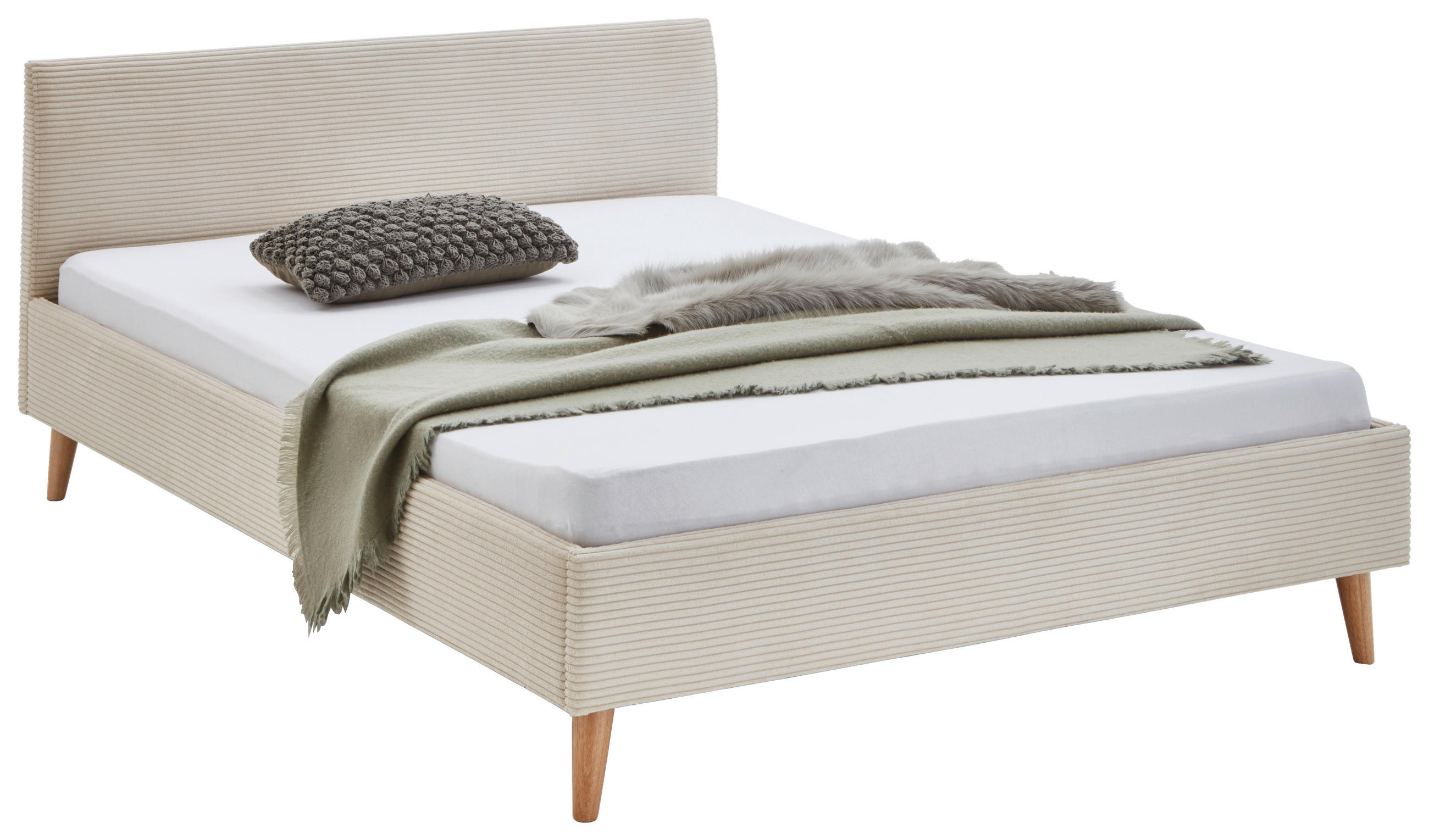 POLSTERBETT 140/200 cm  Beige  - Eichefarben/Beige, Trend, Holz/Textil (140/200cm) - Boxxx