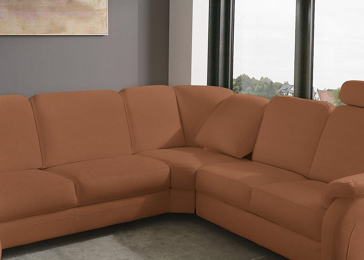 WOHNLANDSCHAFT Echtleder Cognac  - Cognac/Alufarben, Konventionell, Leder/Metall (165/329/239cm) - Beldomo Premium