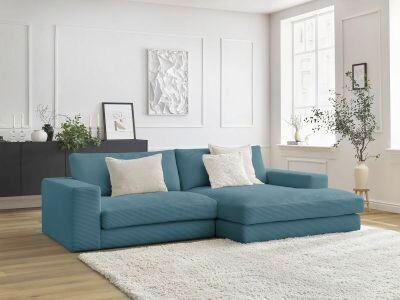 ECKSOFA  LEONARD Hellblau Cord  - Schwarz/Hellblau, MODERN, Kunststoff/Textil (234/159cm)