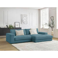 ECKSOFA  LEONARD Hellblau Cord  - Schwarz/Hellblau, MODERN, Kunststoff/Textil (234/159cm)