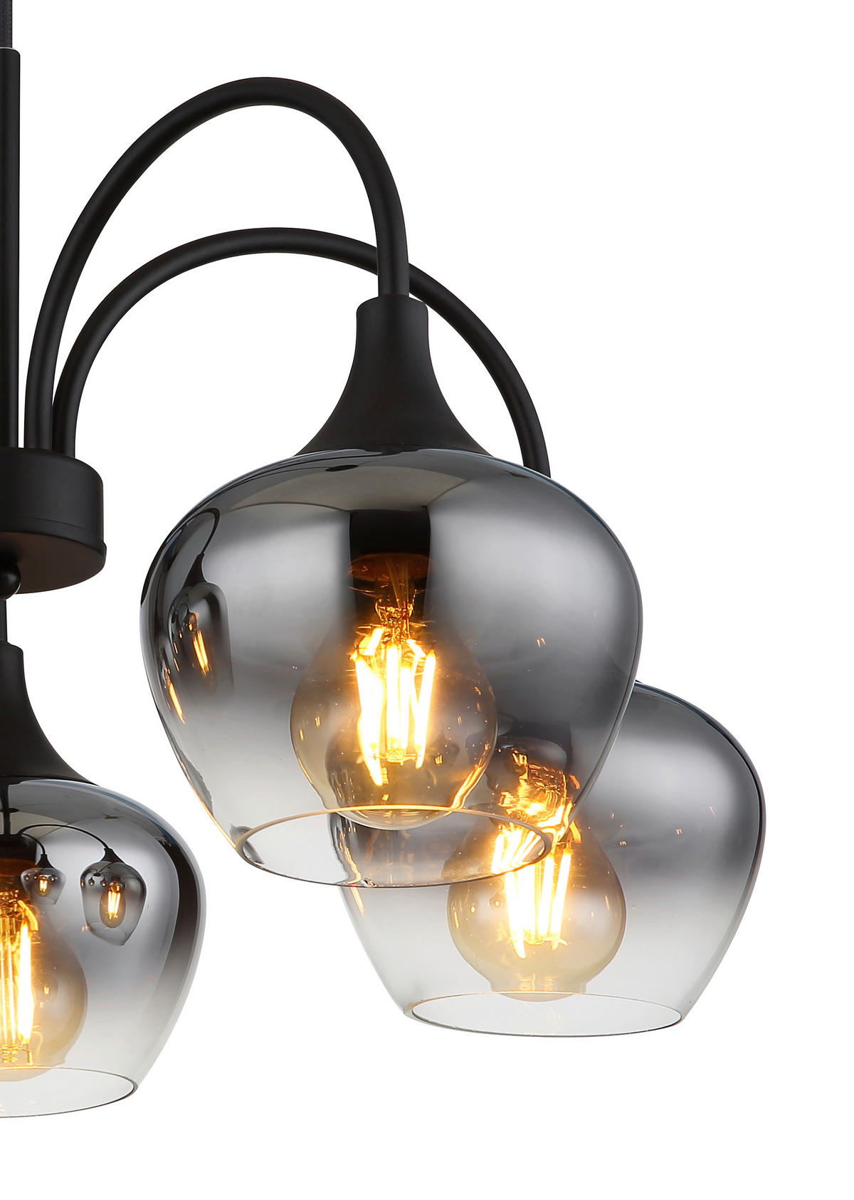 HÄNGELEUCHTE 55/120 cm    - Schwarz, Design, Glas/Textil (55/120cm) - Globo