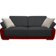 SCHLAFSOFA in Textil Grau, Hellgrau, Rot - Chromfarben/Rot, Design, Holz/Textil (214/83/95cm) - Venda
