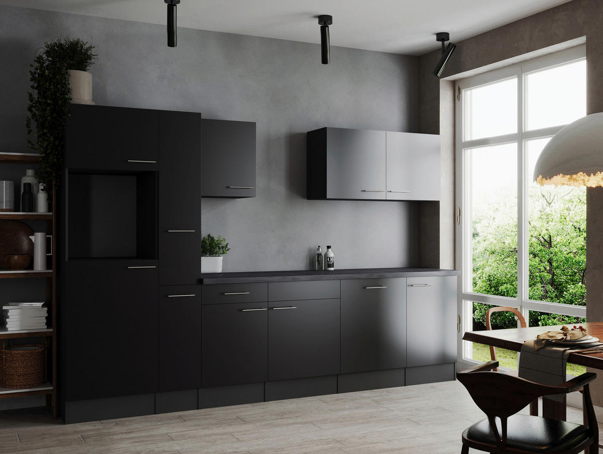 KÜCHENLEERBLOCK 310 cm   in Grau, Schwarz  - Silberfarben/Schwarz, Design, Holzwerkstoff/Metall (310cm) - Respekta