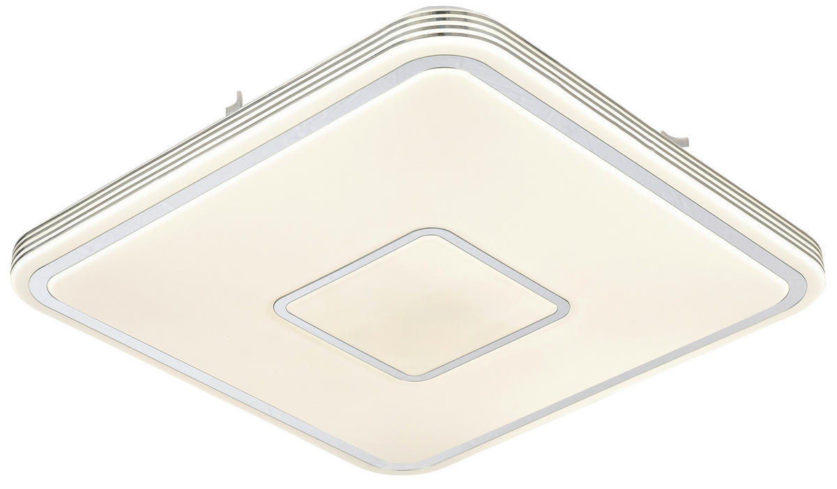 LED-DECKENLEUCHTE 43/43/6,5 cm   - Chromfarben/Weiß, LIFESTYLE, Kunststoff/Metall (43/43/6,5cm) - Novel