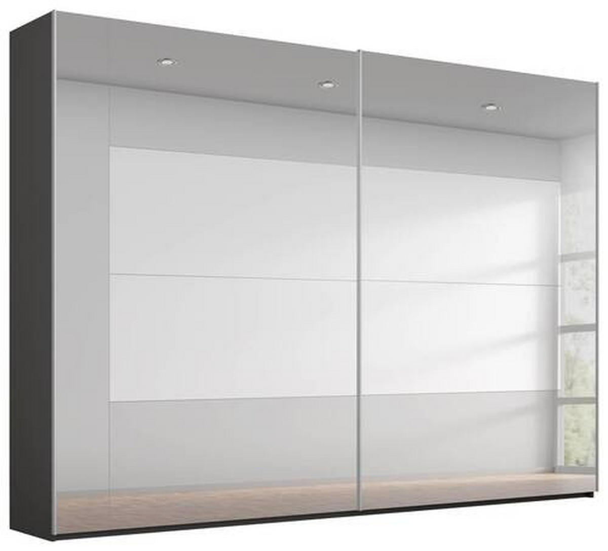 SCHWEBETÜRENSCHRANK  in Graphitfarben, Grau  - Graphitfarben/Grau, KONVENTIONELL, Glas/Holzwerkstoff (271/223/68cm) - Xora