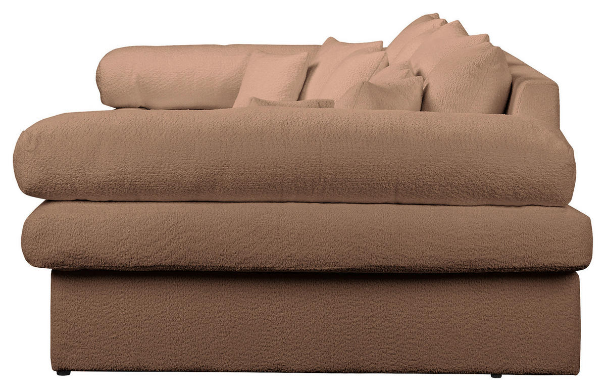 BIGSOFA in Teddystoff Hellbraun  - Hellbraun/Schwarz, Design, Kunststoff/Textil (284/94/148cm) - Livetastic