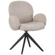 ARMLEHNSTUHL  Stoffauswahl, Sitzfläche 360° drehbar Webstoff  - Taupe/Schwarz, Design, Textil/Metall (63/87/65cm) - Novel