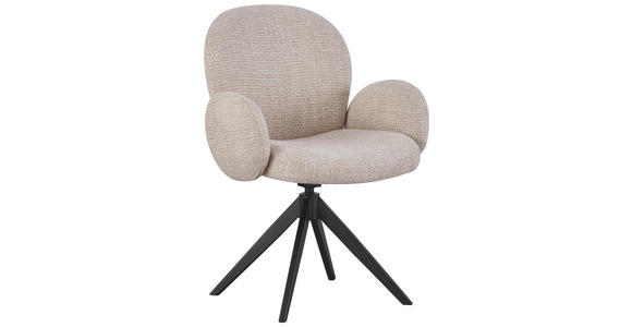 ARMLEHNSTUHL  Stoffauswahl, Sitzfläche 360° drehbar Webstoff  - Taupe/Schwarz, Design, Textil/Metall (63/87/65cm) - Novel