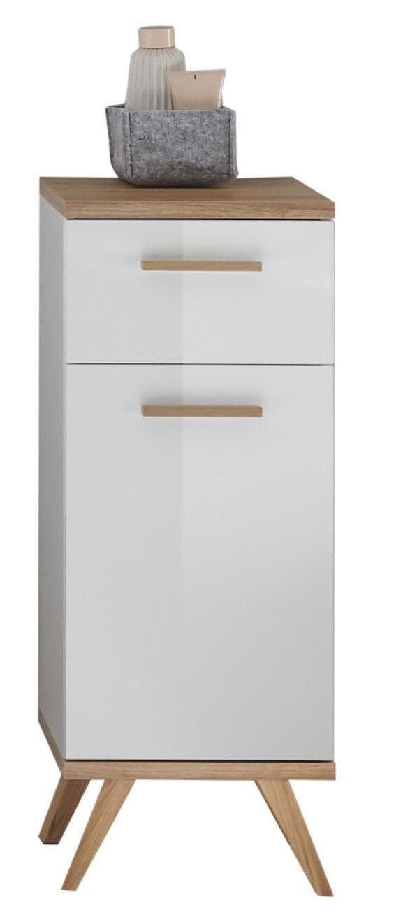 UNTERSCHRANK 35,5/89,5/33,0 cm   - Eichefarben/Weiß, Design, Glas/Holzwerkstoff (35,5/89,5/33,0cm) - Xora